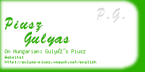 piusz gulyas business card
